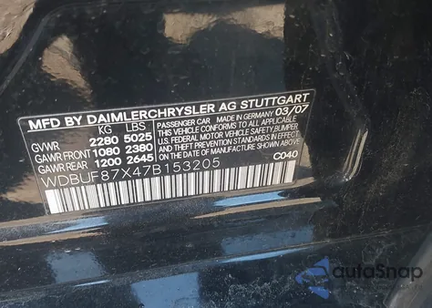 2007 Mercedes-Benz E 350 4Matic из США, поврежденный, VIN WDBUF87X47B153205